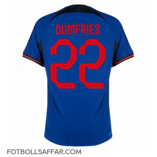 Nederländerna Denzel Dumfries #22 Bortatröja VM 2022 Kortärmad